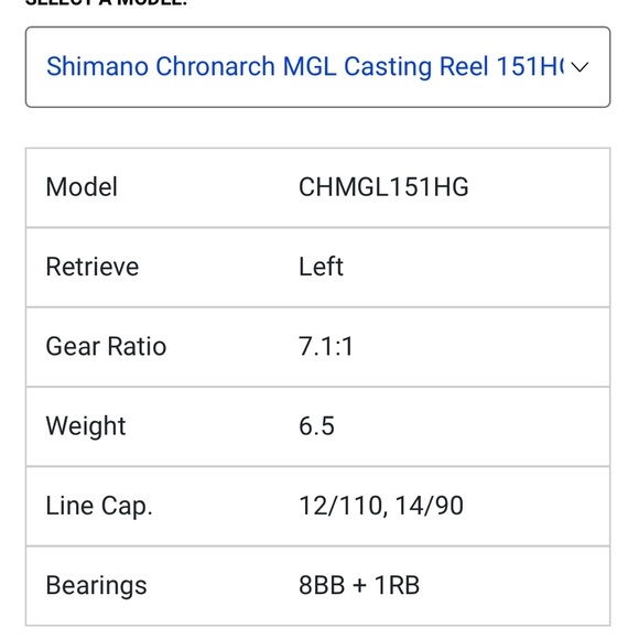 Shimano Chronarch MGL casting reel 151 HG - Picture 8 of 9
